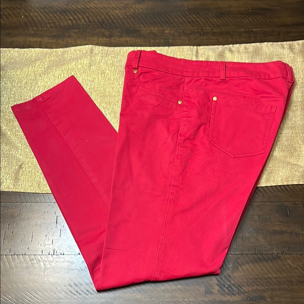 Dkny Red Skinny Jeans Vibrant Cotton Blend